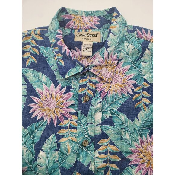 Cooke Street Honolulu Men's XL Hawaiian Tropical Floral Button Up Shirt Easter - Picture 1 of 6